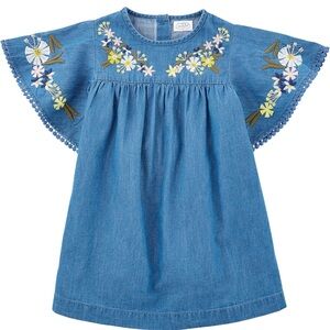 Mud Pie Baby Girls' One Size Embroidered Chambray Dress
